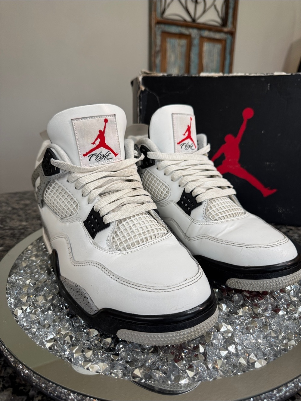 Jordan retro 4 White Black Red Retro Basketball Sneakers
